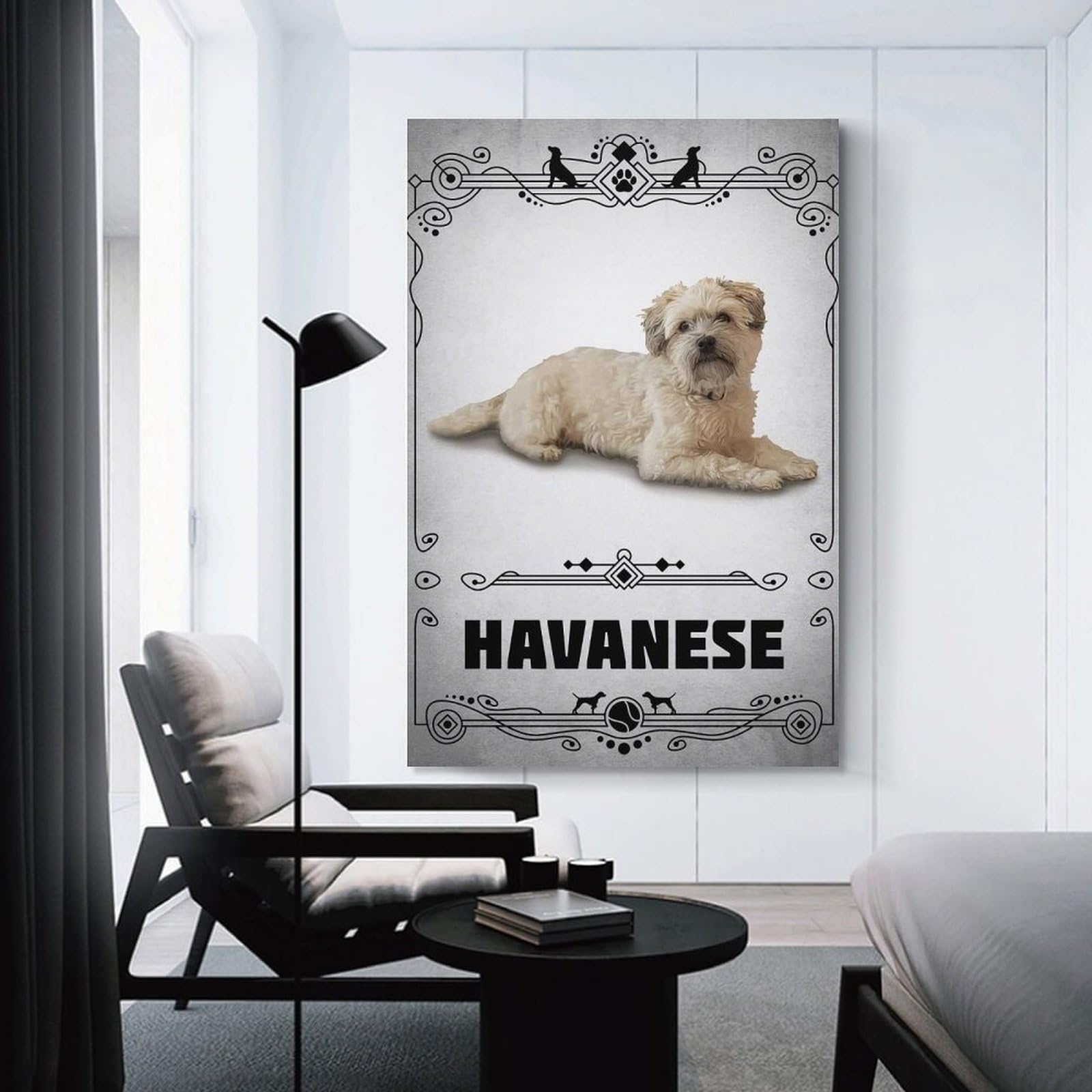 Junmoney Canvas Wall Art Havanese, 20x30inch(50x75cm), for Corridors, Hallways Or Apartment Entries, Decorative Canvas Styling for Entry Areas