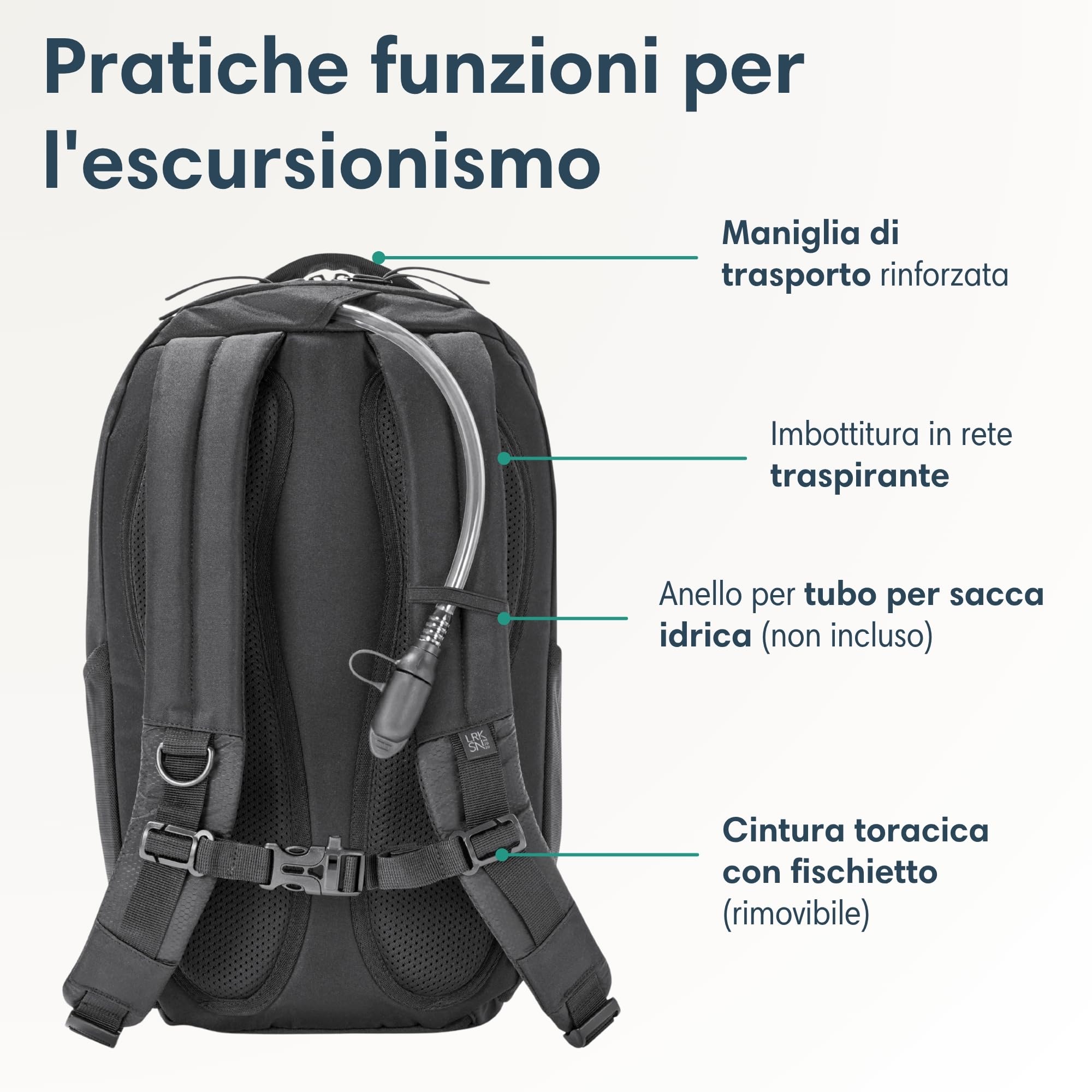 LARKSON Zaino da Escursionismo da Donna e Uomo - Klint Small - Zaino da Trekking Piccolo 20 L - Escursionismo, Trekking, Campeggio, Arrampicata - Zaino da Giorno con Imbottitura in Rete