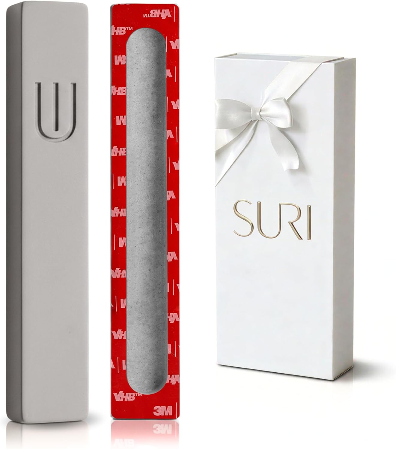 SURI Mezuzah for Door with Scroll – 9 Inch Modern Mezuzah Case with Non Kosher Scroll Included, Fits up to 8” Scroll, Easy Adhesive Installation, Gift Box Included