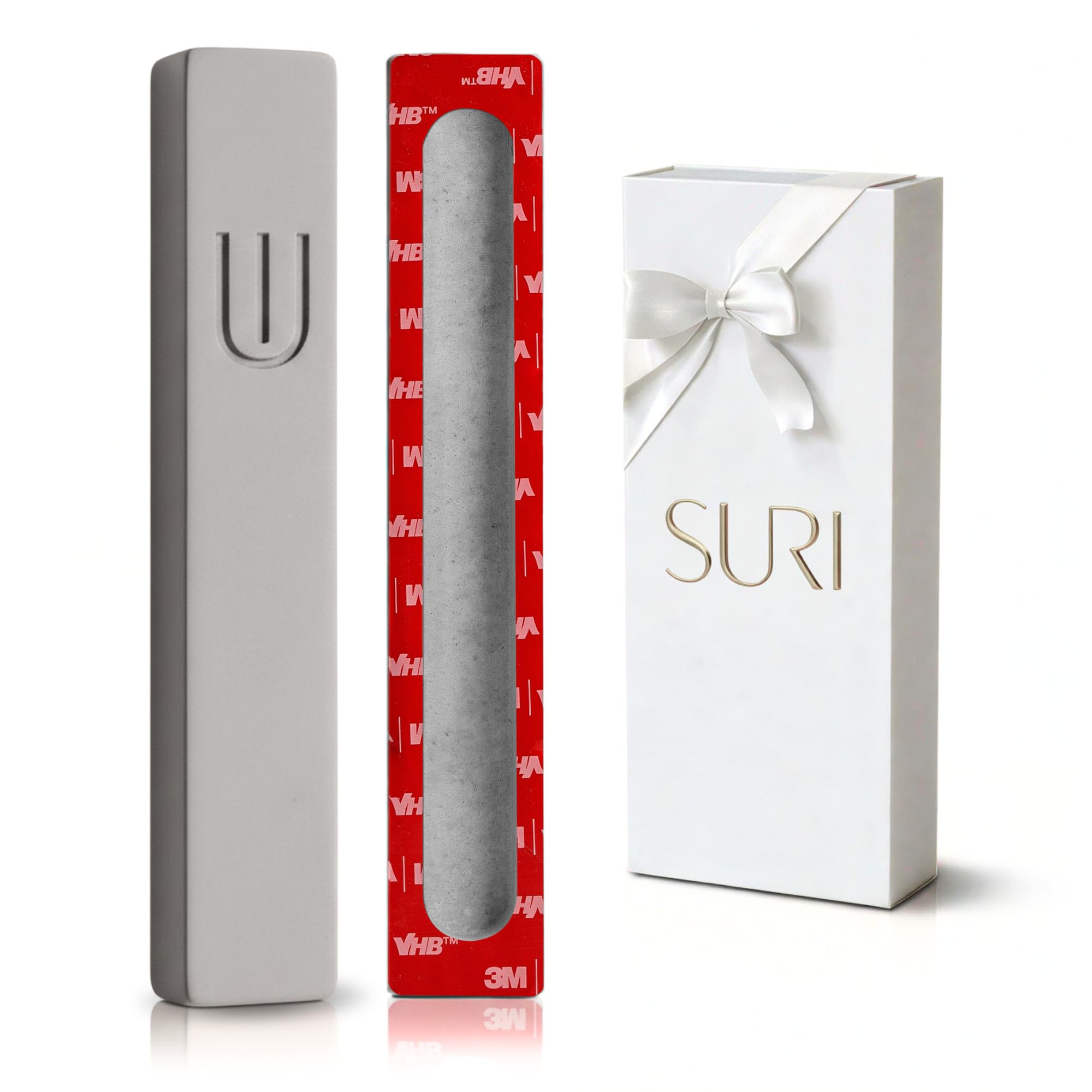 SURI Mezuzah for Door with Scroll – 9 Inch Modern Mezuzah Case with Non Kosher Scroll Included, Fits up to 8” Scroll, Easy Adhesive Installation, Gift Box Included