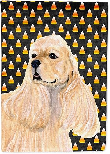 Caroline's Treasures SS4315GF - Bandera decorativa para patio exterior, diseño de maíz y maíz con diseño de Cocker Spaniel, para jardín, jardín,