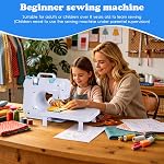 Machine à coudre pour débutants avec table d'extension Mini Petit portable SewingMachines pour adultes et enfants Ages 8-12 Facile à coudre avec pied Pedel 12 Builit-in-Stitches