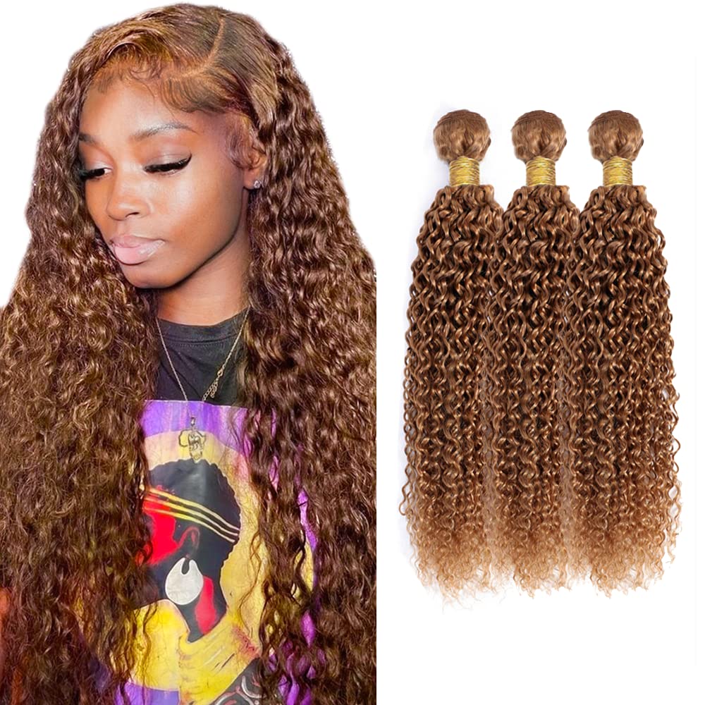 Brown Kinky Curly Bundles 30 Human Hair Bundle 10 12 14