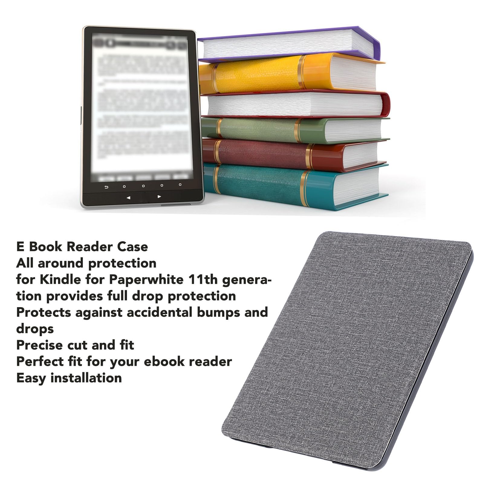 Funda para Lector de Libros Electrónicos de 6,8 Pulgadas para Kindle Paperwhite de 11.ª Generación, Protección Total, Ligera, Fácil de Transportar, (Grey)