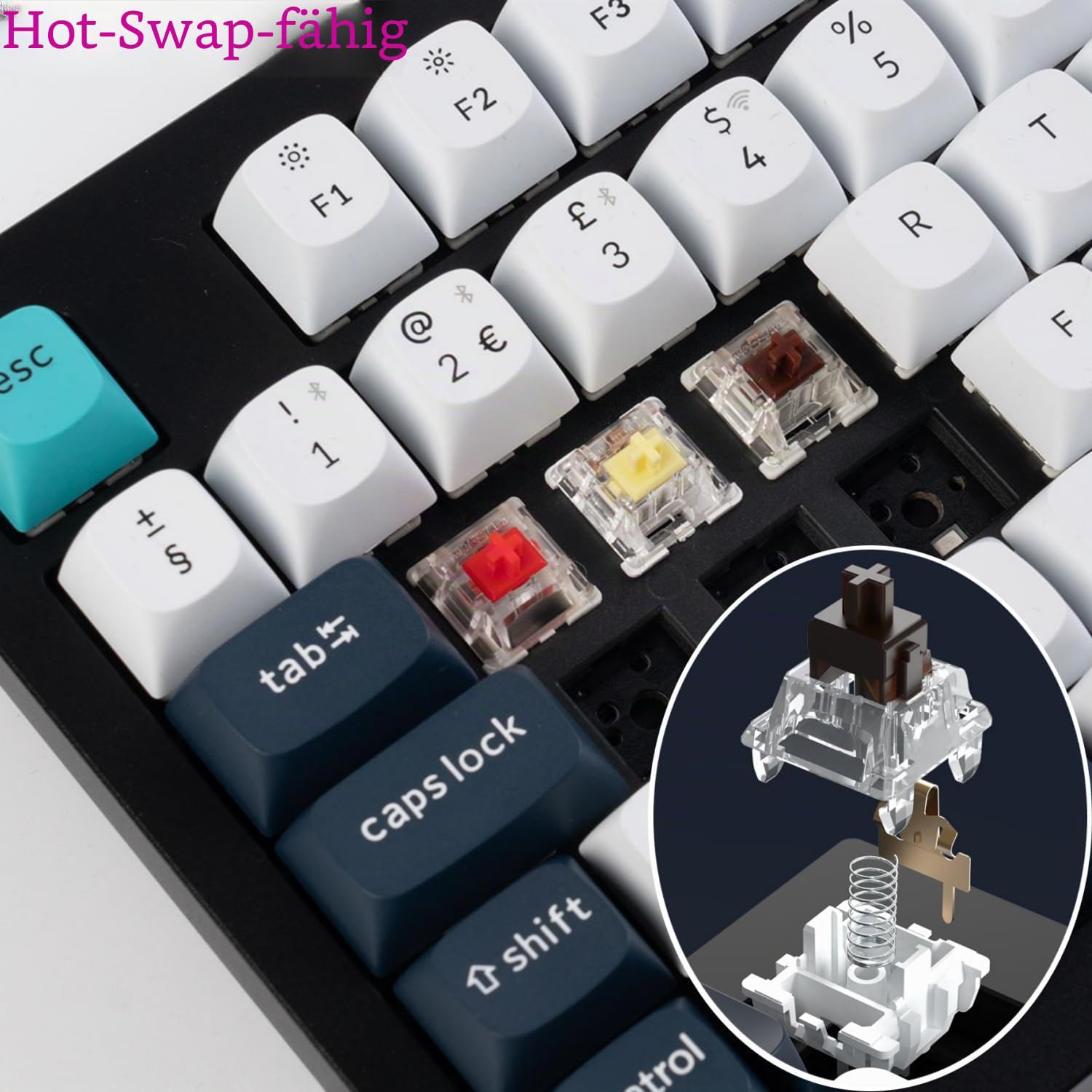 Keychron Q5 Max Kabellose Mechanische Tastatur,2.4 GHz Bluetooth QMK Voll-Aluminium 96% DE-ISO Layout RGB Hot-swappable Gateron Brauner Switch Für Mac Windows Linux