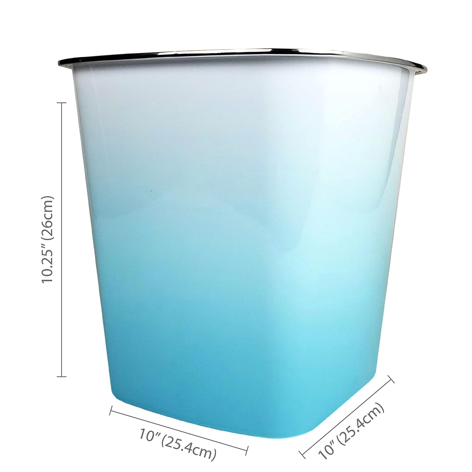 KOLORAE Waste Can 10L (2.6 Gallons) - 3 Pack Trash Garbage Can for Home, Office, Dorm Room Wastebasket (Blue Ombre)