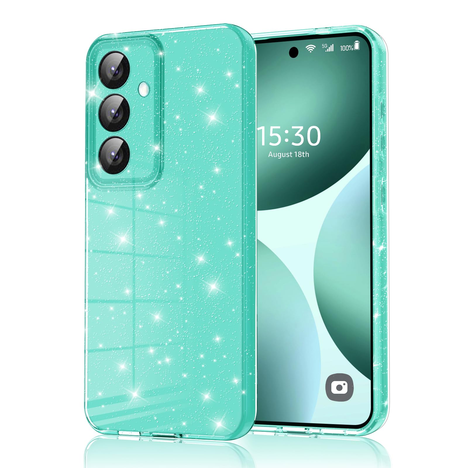 EAZY CASE Custodia Glitterata Per Galaxy S25 Plus | Cover In Silicone Trasparente Con Effetto Liquido Scintillante, Protezione Antiurto, Argento