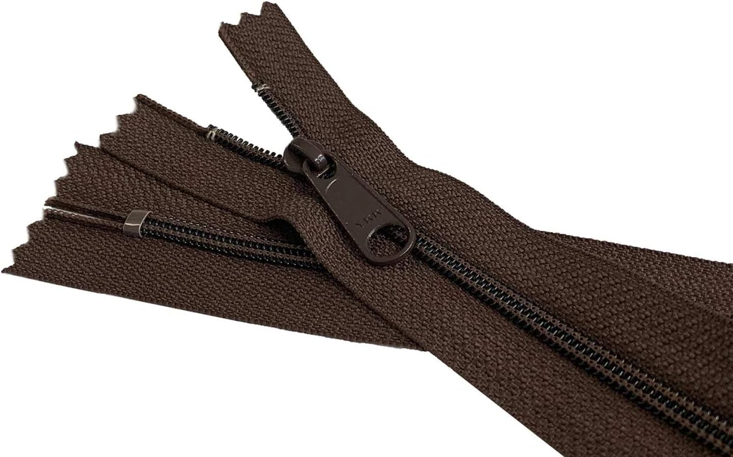 Nylon Coil YKK Brown #4.5 Handbag Zippers with Extra Long Pull Slider - Closed Bottom - Color: Brown #570 - Choose Your Length - Made in The United States (10 Zippers Per Pack) (48" Inches)