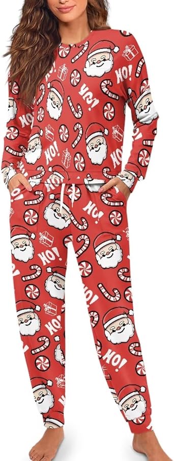 HUGS IDEA Pj Sets for Woman Halloween Loungewear Set 2 Piece Lounge Set with Pants Cozy Nightwear