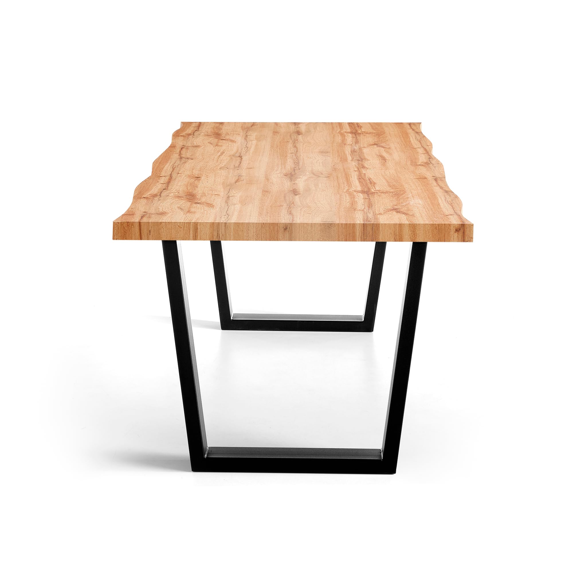 MOMMA HOME Mesa Comedor Madera - Mesa Salon Rustica, Mesa Comedor Patas Metálicas/Hierro Negro, Mesa Madera MDF, Comedor, Alaska, Color Roble/Negro (200_X_100_cm)