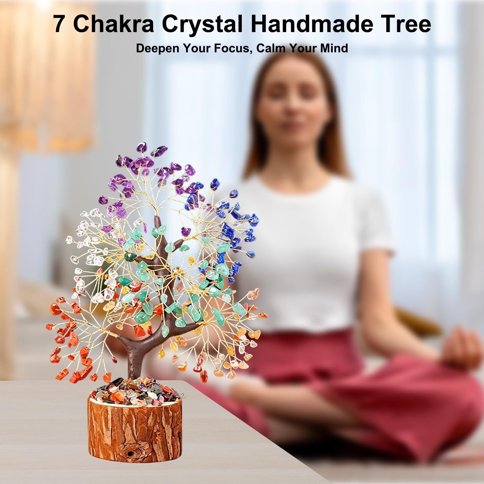Árbol de Cristal de los 7 Chakras, Arbol de La Vida, Decoracion Hogar, Cristales Curativos, Adornos de Bonsái para Decoración, Adornos de Cristal, Regalo de Inauguración de Casa