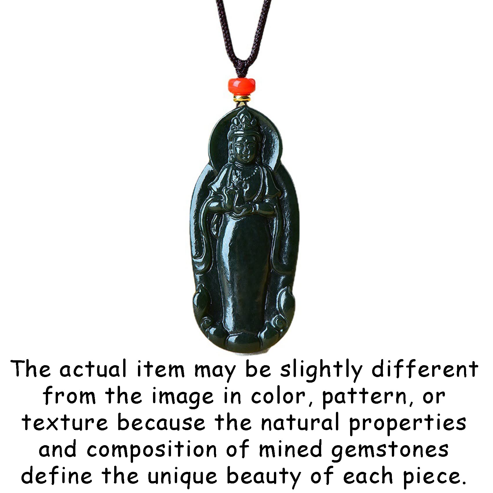 Naszyjnik z kamienia jadeitu, naszyjnik z jadeitu Feng Shui, wisiorek z zawieszką Guanyin, naturalny naszyjnik z jadeitu, amulet Buddy, biżuteria dla mężczyzn i kobiet, talizman z kamienia jadeitu, dł