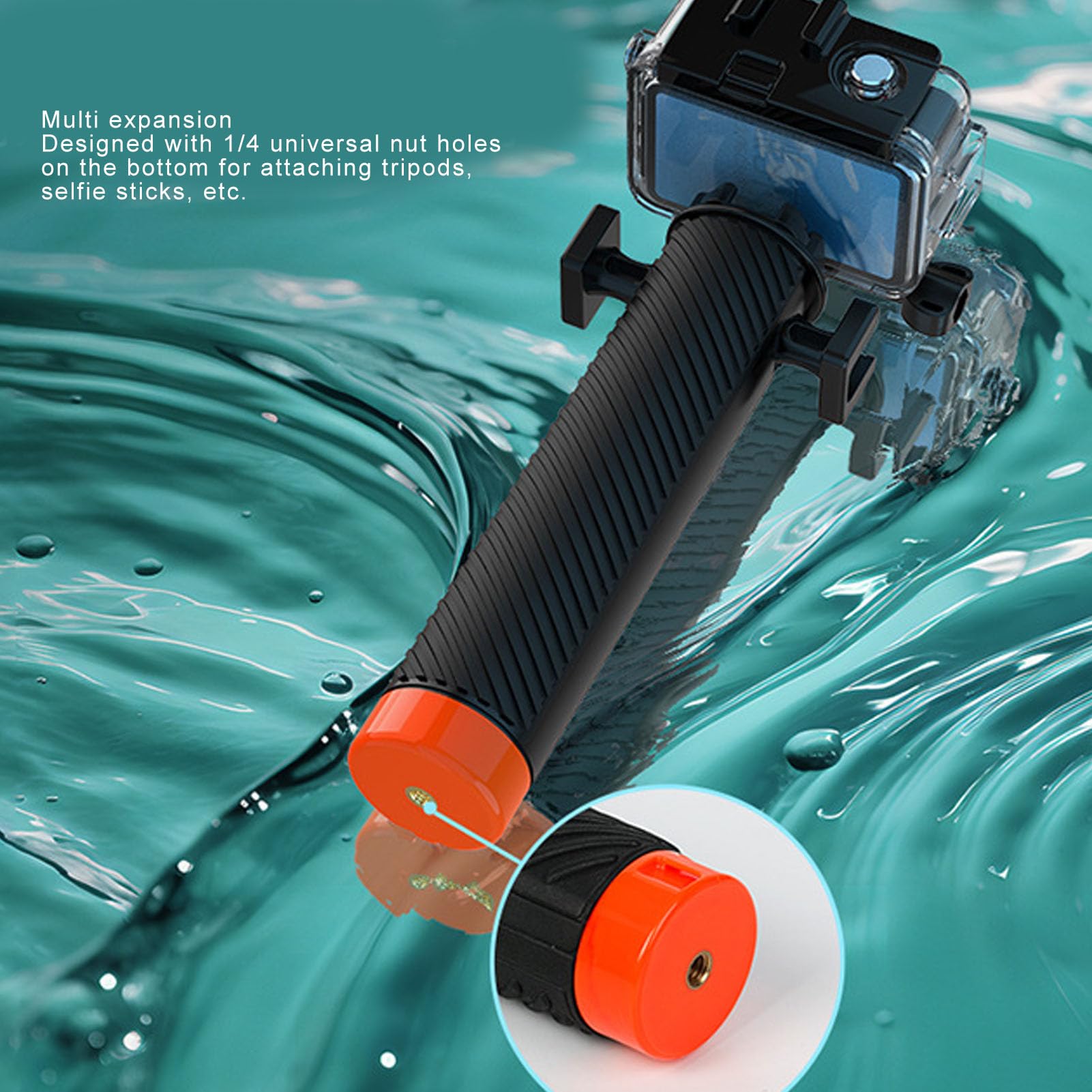 YIXINHE Schwimmer Handgriff - Rutschfester & Schwimmfähiger Monopod für GoPro, DJI Osmo Action 4, Akaso Brave 7, Drehgriffel, Akaso EK7000 Pro, Monopod Pole für Action Cam Zubehör