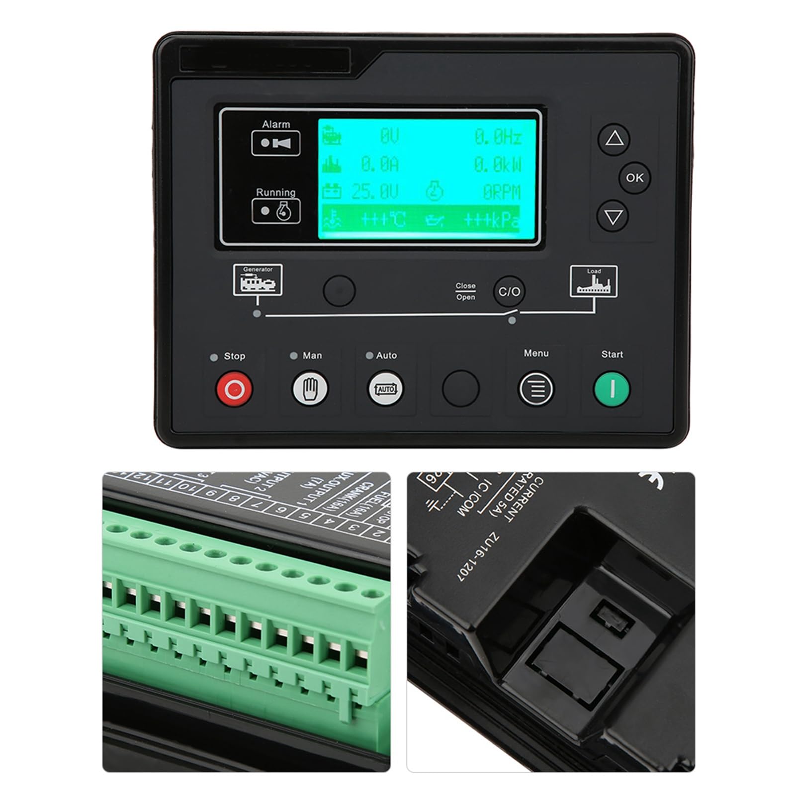 Jeffergarden Controlador de Grupo Electrógeno HQM6110U, Plástico, Parada de Arranque Automático, Rango de Frecuencia de 1 Hz a 10 KHz, Ideal para Sistemas de 120 V/240 V
