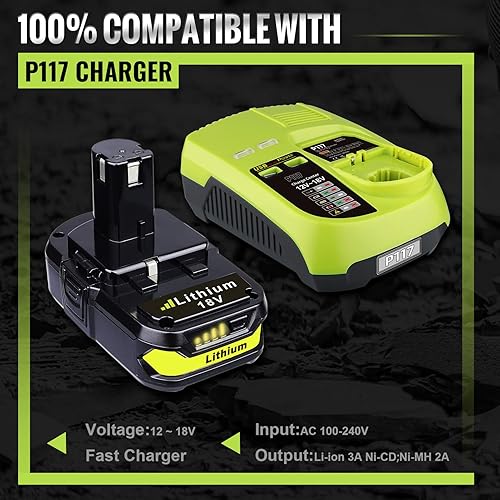 Miniatura 7 de VINIDA Reemplazo 2P 3.6Ah para batería Ryobi 18V P102 Litio-lon Compatible con Ryobi 18V Batería P103 P104 P105 P107 P108 P190 P197 PBP005