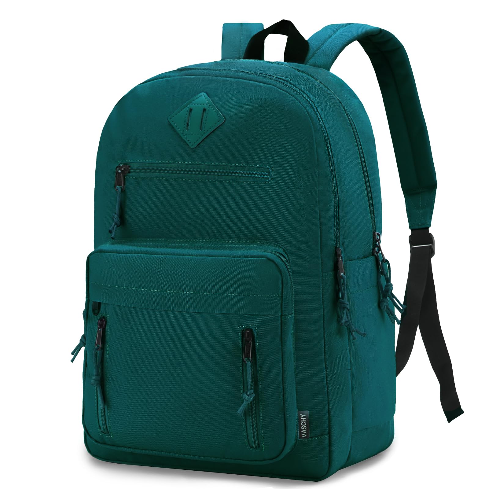 VASCHY School Backpack,Two Compartments Daypack Bookbag Schoolbag for High School Teen Boy Girls/College/Work/Men Women Green