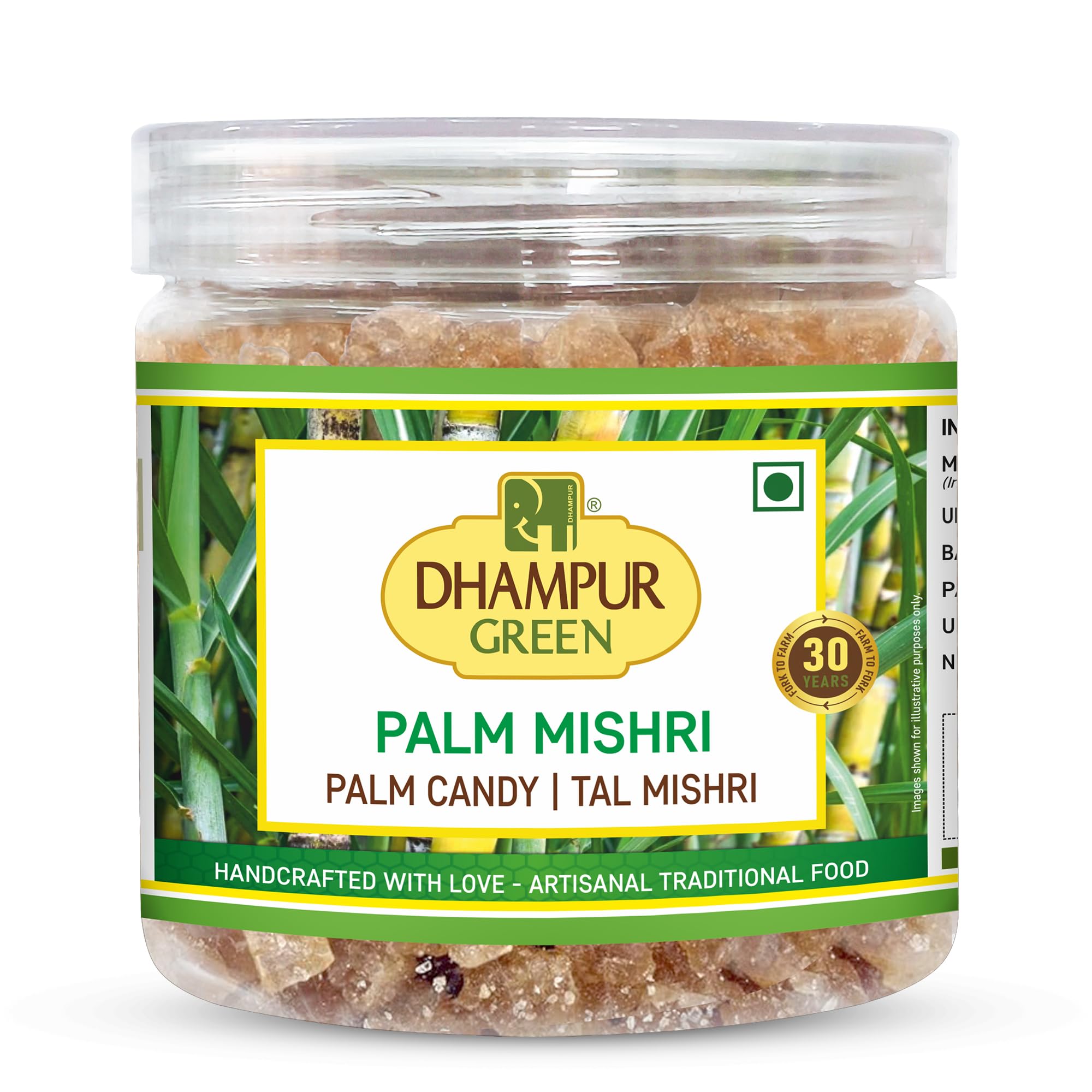 Dhampure Speciality Palm Candy Tal Mishri, 350Gram, Palm Candy Sugar Crystals, Panam Kalkandam, No Added Chemicals, No Color, No Preservatives - Caramel