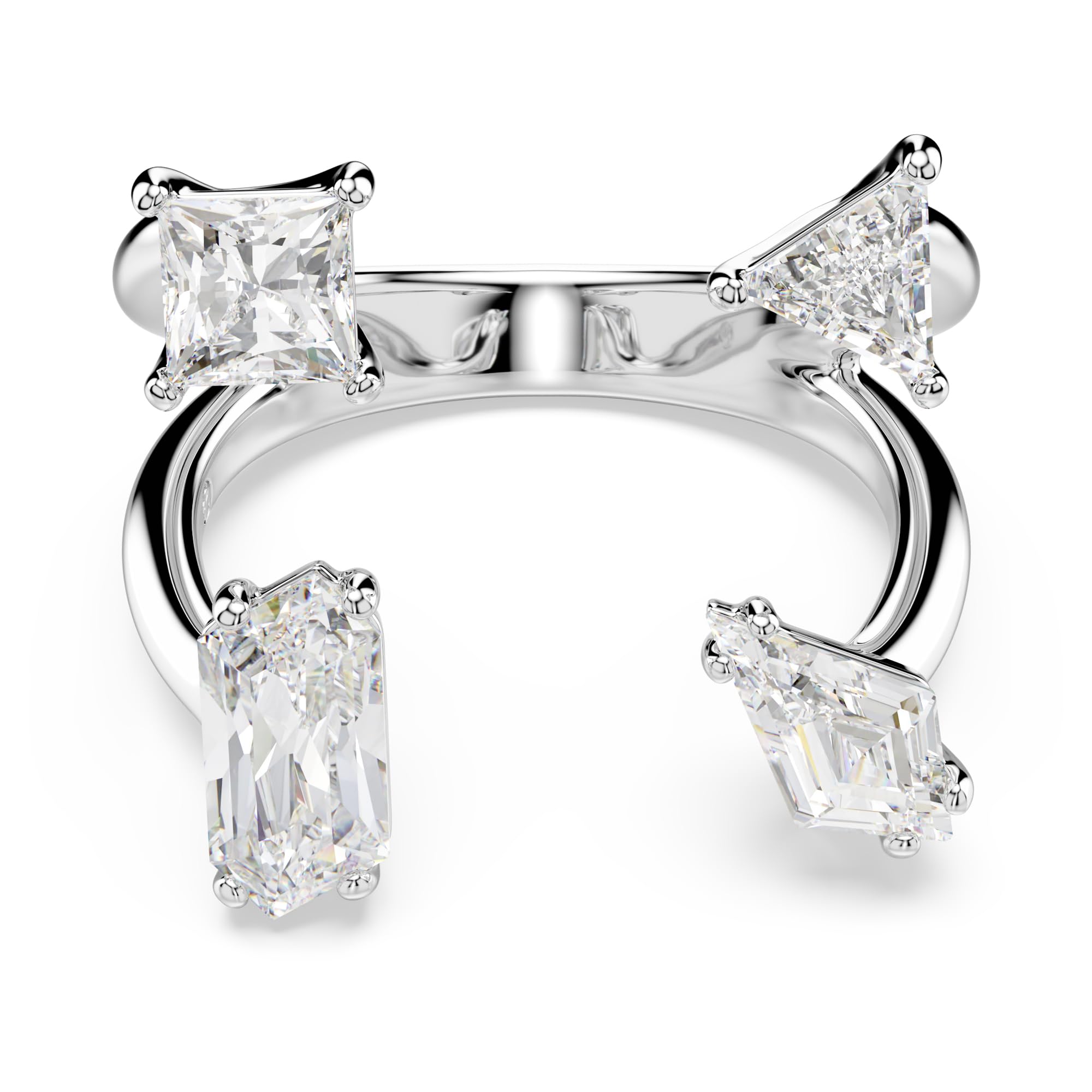 SwarovskiMesmera open ring, Mixed cuts, White, Rhodium plated