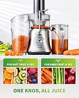 Vista 5 de GDOR 1300W Powerful Juicer with Larger 3.4" Feed Chute, Titanium Enhanced Cutting System, Centrifugal Juice Extractor Maker with Heavy Duty Full