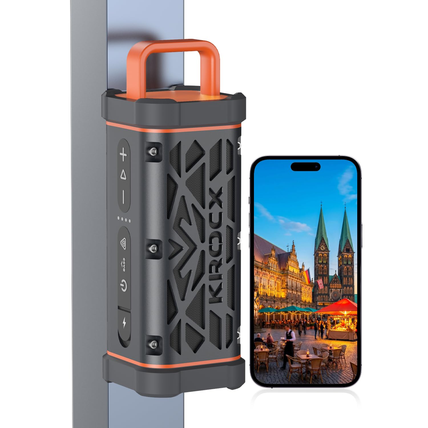 TRAVOR Aluminium Bluetooth Lautsprecher mit Magnet für Reise & Camping | TWS & Bass Boost für Camp, Garten BBQ & Outdoor-Momente, IP68 für Regen, Staub & Schmutz, 25 Std. Akku für Reise & Wasser