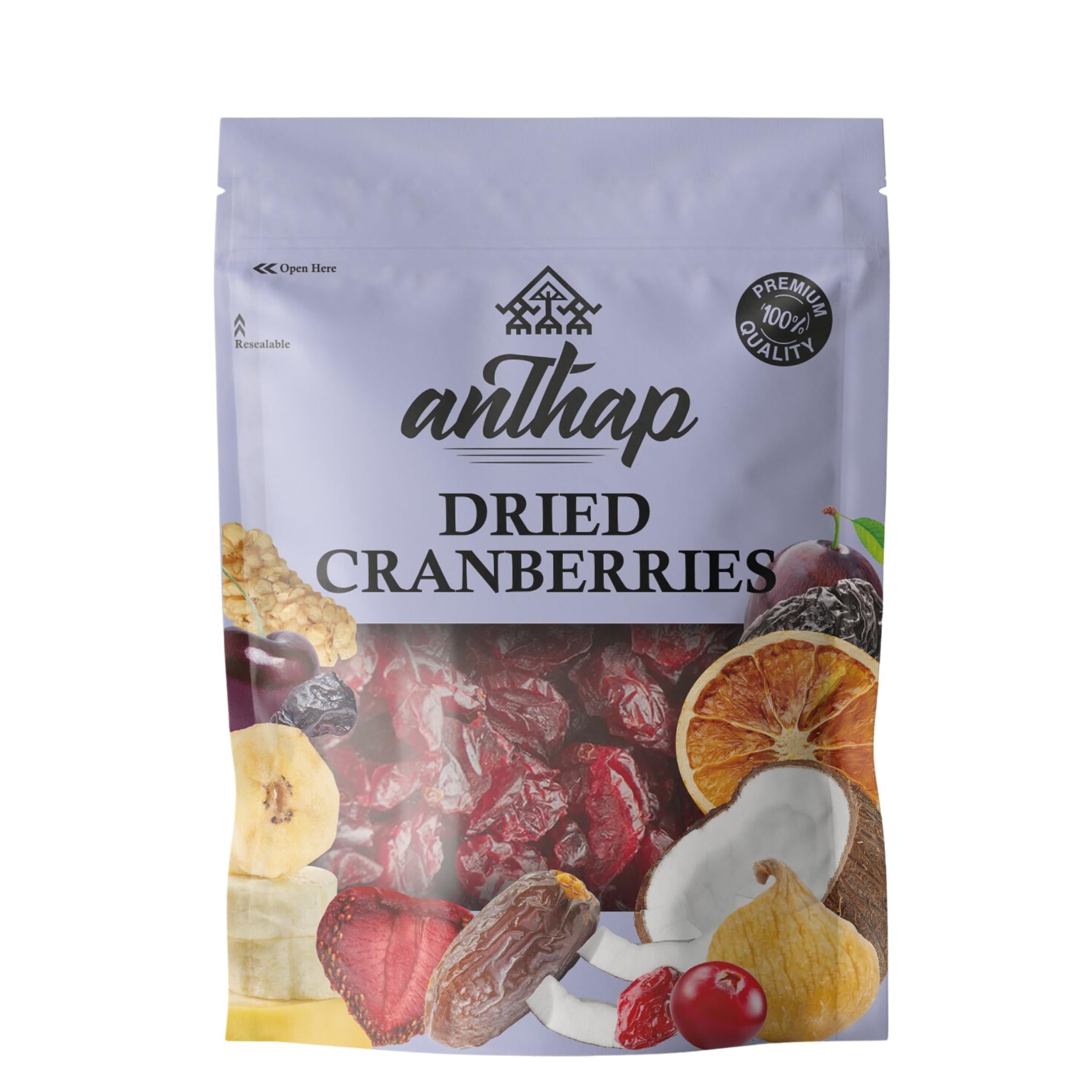 Dried Cranberries, Sweet & Tart Flavour, Ideal for Trail Mix, Salads & Cereals, Resealable Bag, Perfect for Snacking and Baking, Rich in Antioxidants, High in Fibre, 1kg