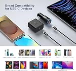 45W Chargeur Super Fast Type C pour Samsung Galaxy S26 Ultra, USB et USB C Chargeur de voiture avec 2X 6ft Corde de charge rapide tressée pour Galaxy S25 Ultra S24 S23 S22 Tabulaire S10 S11 - noir