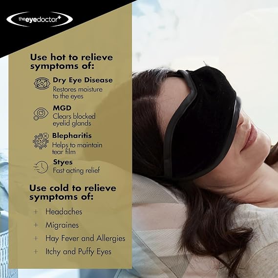 The Eye Doctor Featuring Sterileyes - Hot Eye Compress for Dry Eye, Blepharitis and MGD with a Removable Cover. Cold Compress, Includes 6 Eyelid Wipes