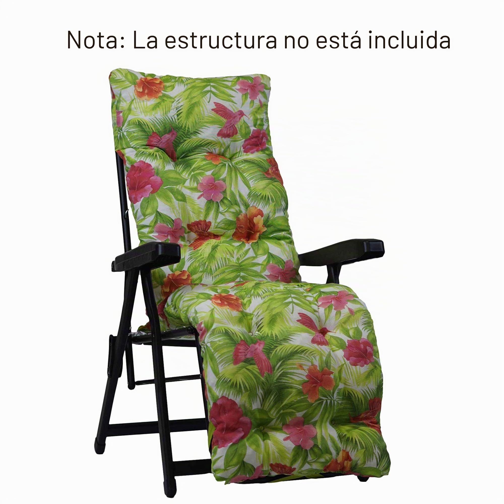 TECNOCUCI Cojín acolchado para tumbona con reposapiés (160 x 45 x 10 cm), 100% fabricado en Italia, cojín de repuesto ideal para tumbonas de jardín