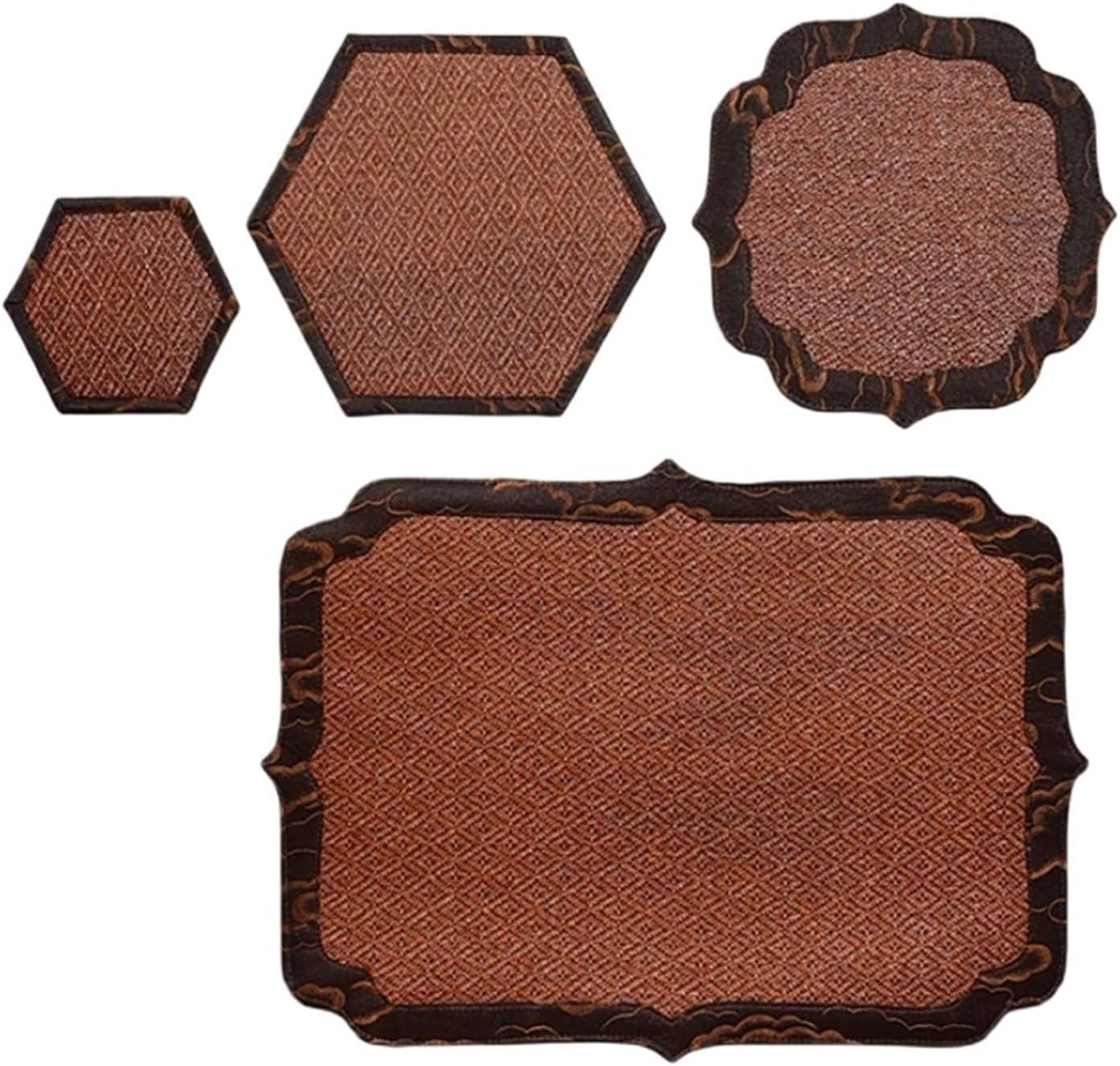 Lacquer Rattan Mat Lined with Fragrant Gauze Tea Silk Cloth Cup Cushion Pot