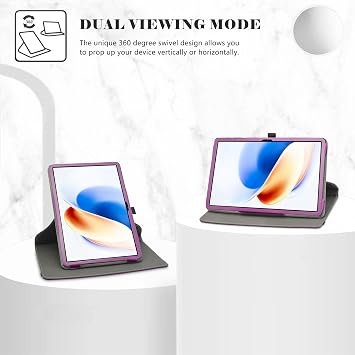 LiuShan Compatible with DOOGEE T30E & UMIDIGI G9 Tab 11 Inch Tablet Cover with 360 Rotatable Stand, Purple Pattern, Adult, Unisex, Faux Leather Case, Watching Media, Browsing, Typing