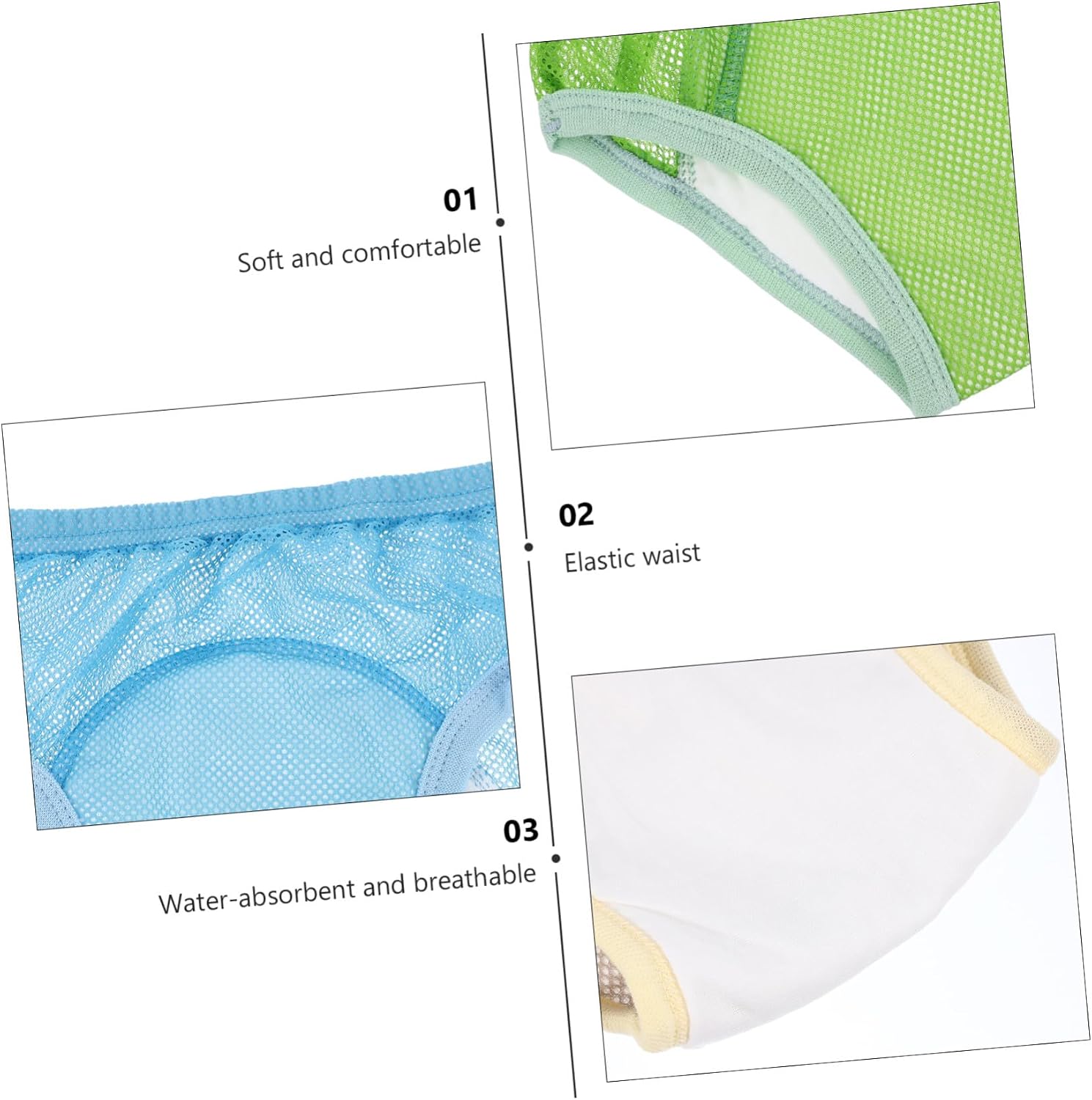 VICASKY 3pcs Cotton Boy Girl Potty Training Pants Breathable Training Underwear TPU Membrane Soft Comfortable Elastic Waist Undies for Boys Girls