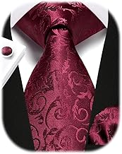 Enlision Men's Tie Wedding Ties Solid Color Tie Set and Clutch and Cufflinks Set Paisley Pattern Floral Work Gift Party Ties