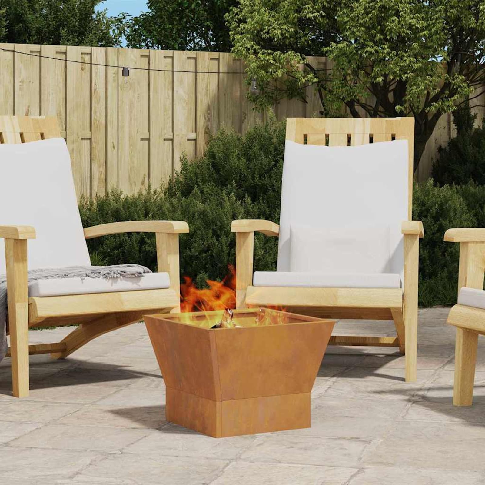 Fasba Fogata Moderna de Acero para Exterior: Calor y Estilo en tu Jardín o Terraza - 40x40x30 cm