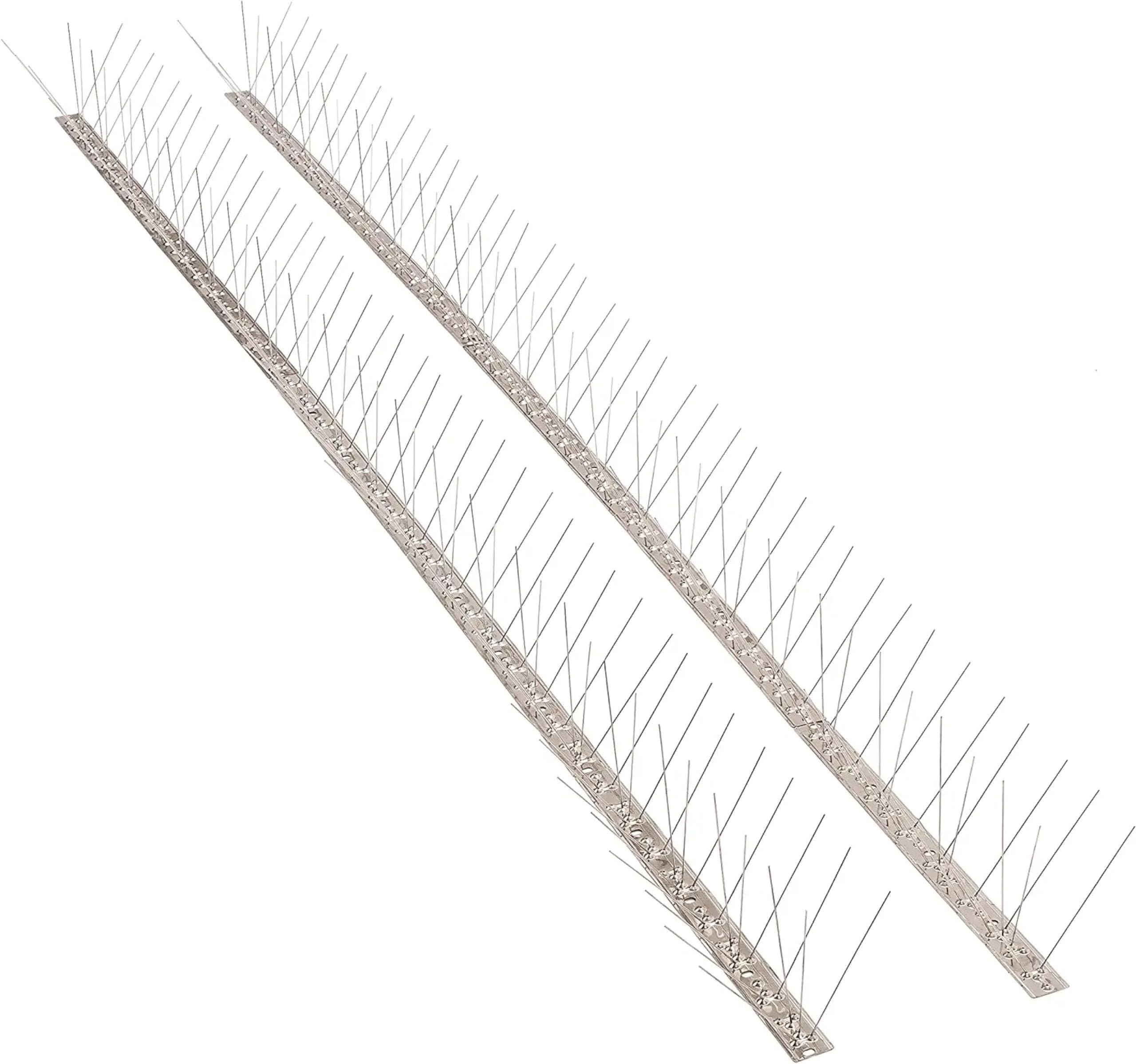 BIRD BLINDER Steel Bird Spikes for and Small – 4-Inch Wide Pre-Assembled Strips – 33 FT Coverage for Outdoor Use – Stainless Steel Bird Landing Spikes