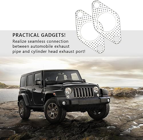 Miniatura 13 de 2 juntas de escape de automóvil, 2 pulgadas, 2 pernos de repuesto para juntas de escape OEM # 120-06310-0002, junta de colector de escape estándar 2