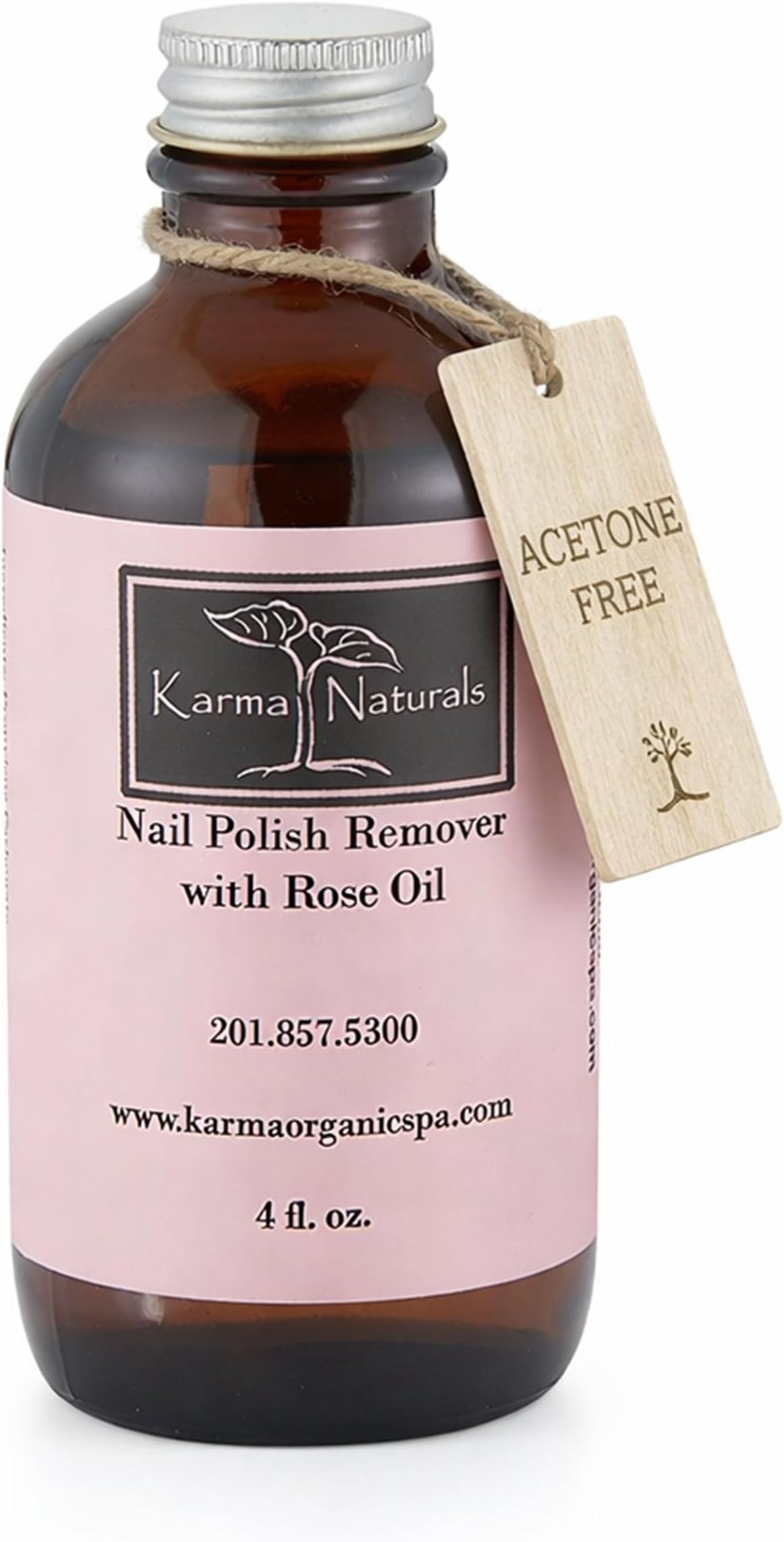 Acetone Free Nail Polish Remover with Rose Oil - Vegan, Non-Toxic Nail Polish Remover for Nails Non Drying Liquid, 4 fl oz by Karma Organic