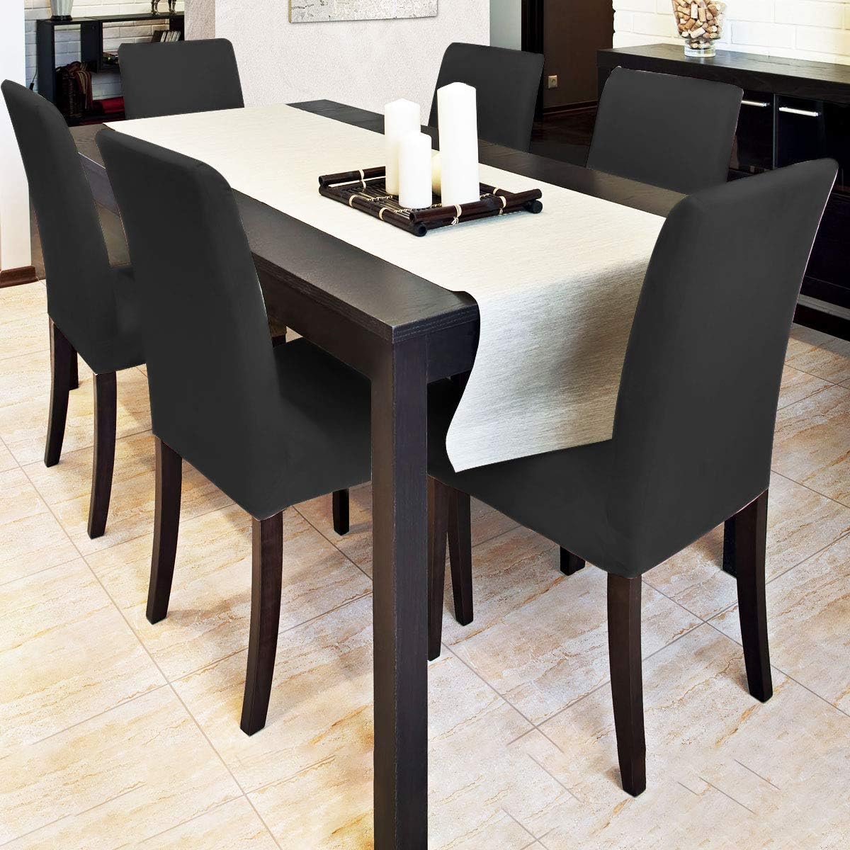 Gеt Dіѕсоunt оƒƒеr 10Pack Black Chair Covers for Dining Room, High Stretch Parson Chair Slipcovers, Removable Washable Chair Seat Slipcovers Protector for Kitchen, Ceremony, Wedding, Banquet, Hotel and Party