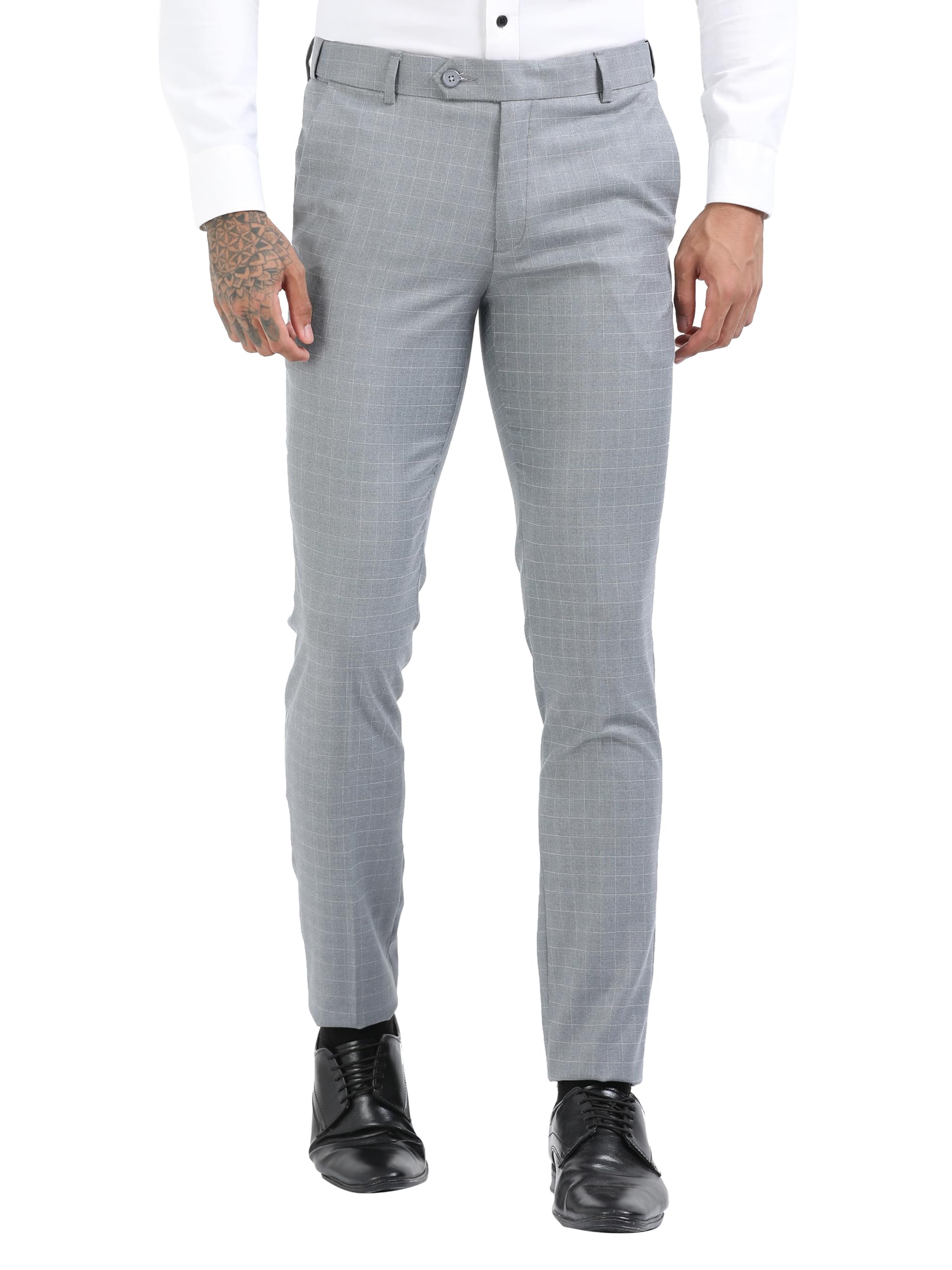 mc henry Men's Checkered Waist Expandable Slim Fit Wrinkle Free Elite and Luxurious Formal Trousers for Men-picture-18