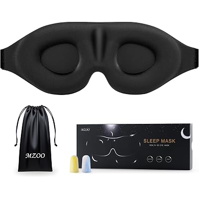 MZOO Luxury Sleep Eye Mask for Side Sleeper Men Women, Zero Eye Pressure 3D Sleeping Mask, Light Blocking Patented Design Night Blindfold, Soft Eye Shade Cover for Travel, Black