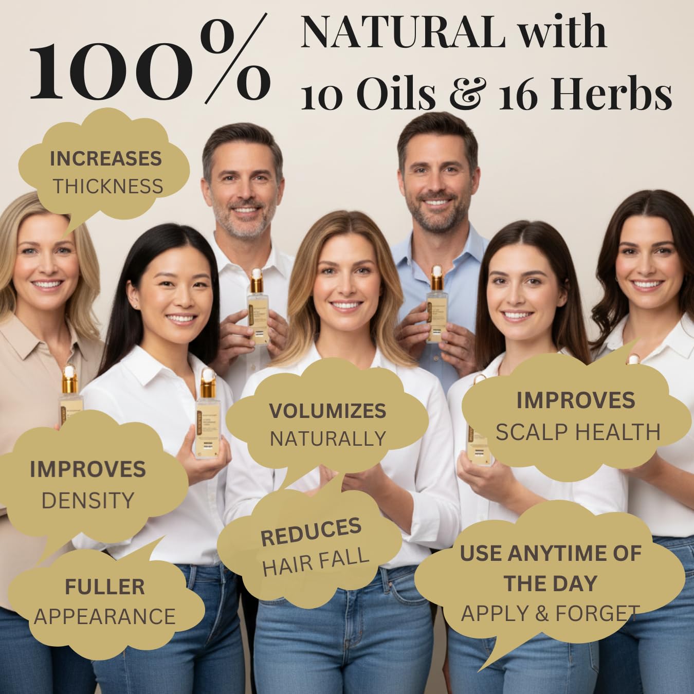 Revatology Hair Thickening Serum for Women, Leave In Treatment for Thinning Hair and Scalp Care, 30 Cold Pressed Botanicals with Rosemary and Biotin, Chemical Free (Made in USA)