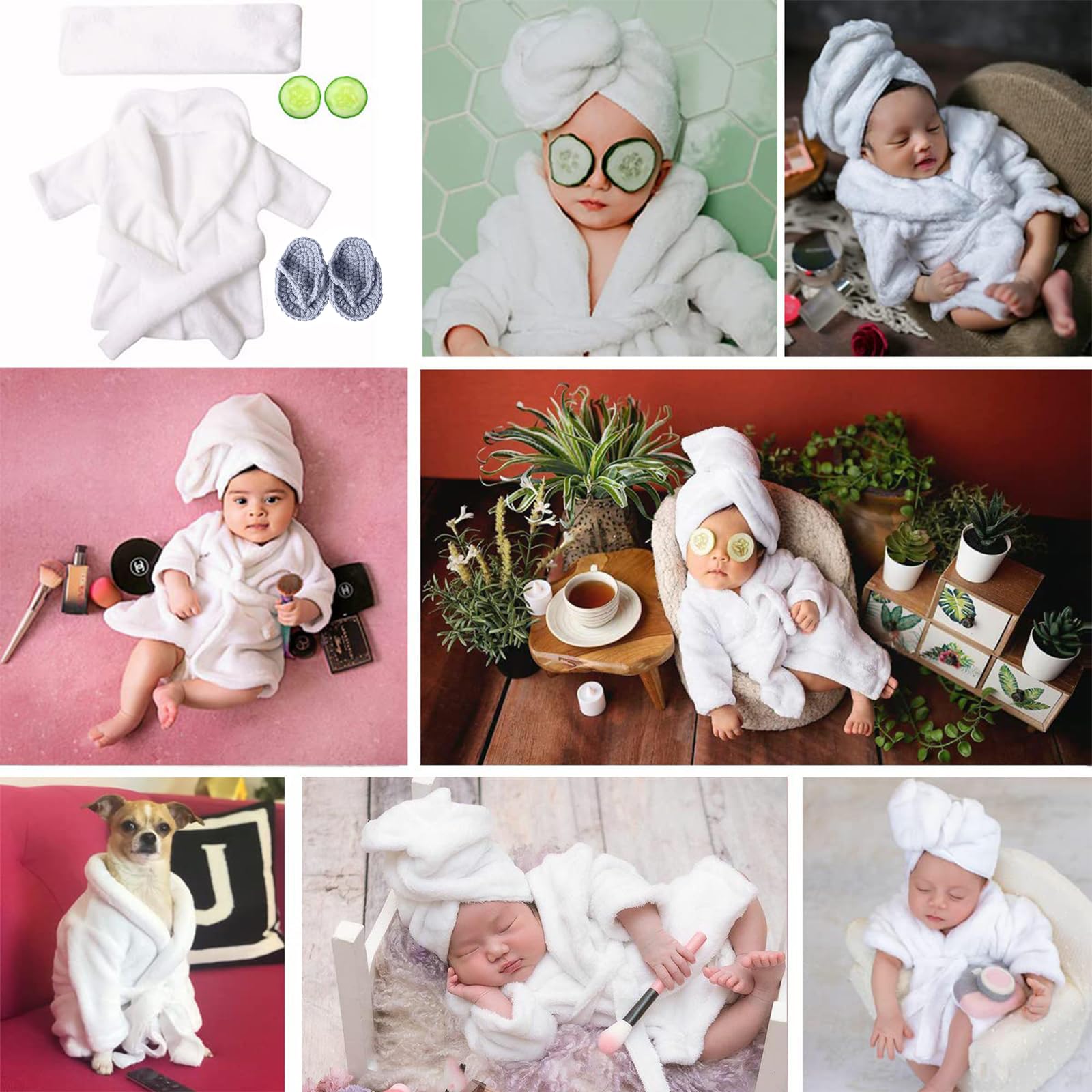 Lot de 6 Nouveau-Né Photographie Prop Violette Vêtements Pantoufles Concombre pour Bébés