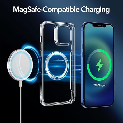Vista 884 de ESR Funda para iPhone 15 Pro Max, compatible con MagSafe, de grado militar, negro transparente