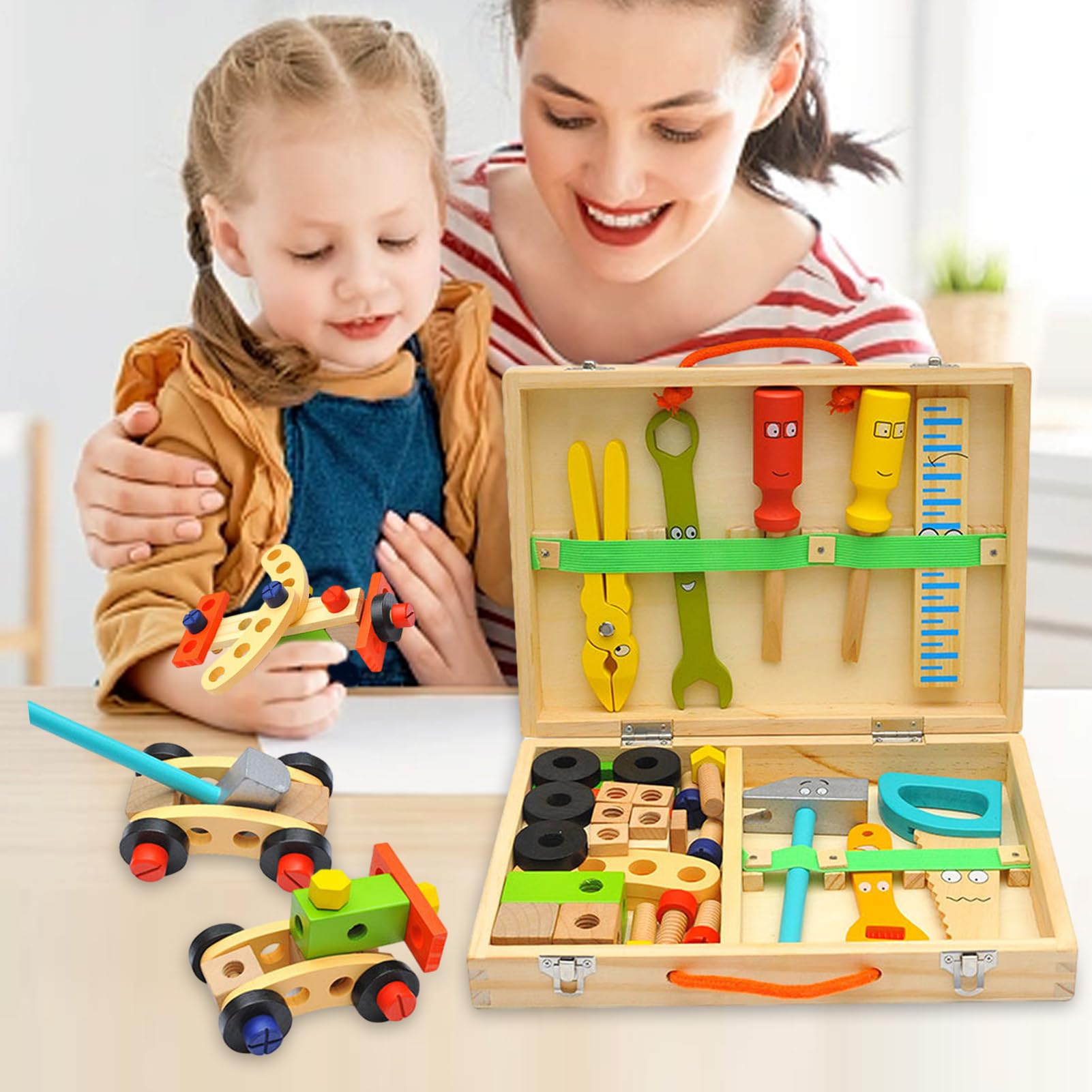 Kit di Utensili per Bambini Ragazzi e Ragazze Giochi Educativi In Legno Per | Set di Giochi con Cassetta Attrezzi Per Casa Cameretta Asilo Scuola Materna Compleanno Ragazzi Ragazze Età