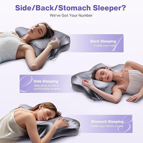 Miniatura 3 de Almohada refrescante para aliviar el dolor para el cuello, almohada cervical ajustable, espuma viscoelástica para dormir lateral, con funda de