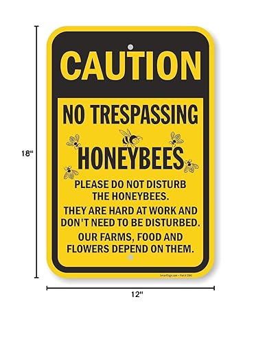 Miniatura 7 de SmartSign letrero de aluminio, leyenda "No Trespassing Honeybees" con gráfico, 18 pulgadas de alto x 12 pulgadas de ancho, negro o amarillo