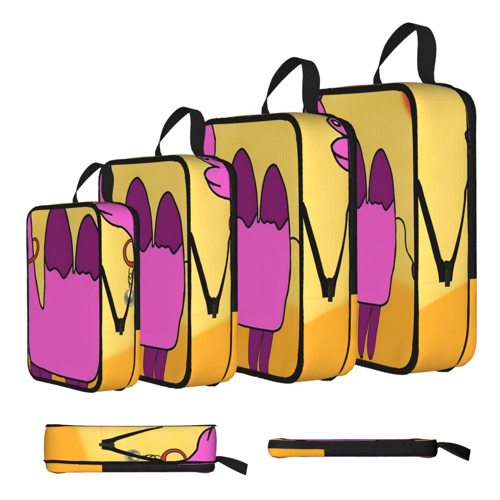 Sxzvvbn Black Camel In Cartoon Desert Compression Packing Cubes 4 Piece Set