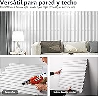 Vista 5 de Art3d Panel de pared de listones 3D, panel texturizado acanalado de 12 azulejos 19.7 x 19.7 pulgadas - Blanco