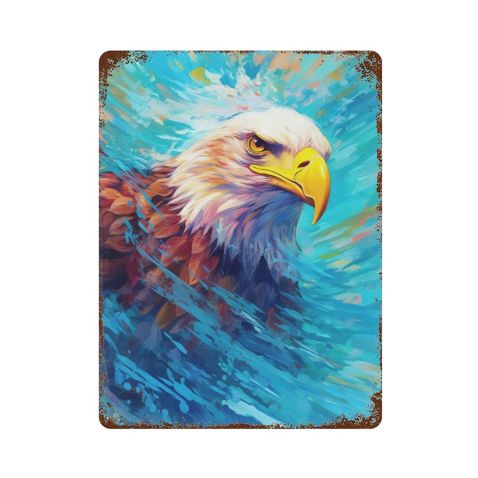 Rust Effect Underwater Eagle Vintage Rust Metal Sign 15.7"x11.8", Classic Wall Plaque for Shed, Workshop And Garage Wall Decor
