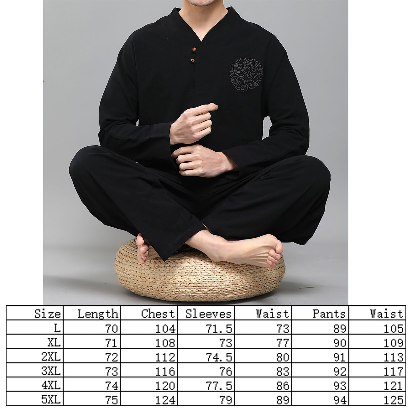 Tai Chi Odzież Kung Fu Garnitur Walki, Chiński Wiosna I Lato Długie Rękawy Garnitur, Luźne Ubrania Kostiumowe Zen Ubrania Tang