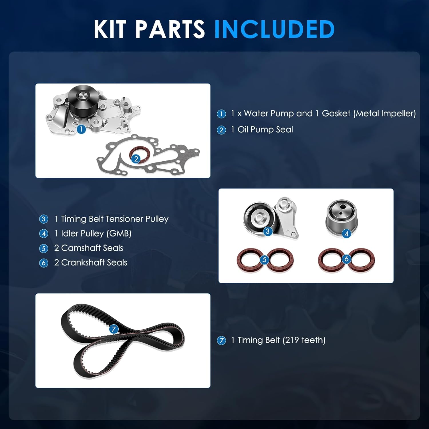 ECCPP Timing Belt Kit with Water Pump Compatible 2007-2009 For Hyundai Santa Fe,2007-2010 For Spectra Magentis,2006-2009 For Spectra Optima,2007-2012 For Spectra Rondo TS26337 252-940 146-2120